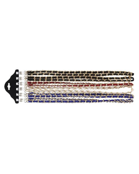 Metal/Fabric Cords 12pcs Assorted Colours
